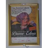 Dame Edna Everage signed "Love Dame Edna" framed Broadway show advertisement with jewel decoration