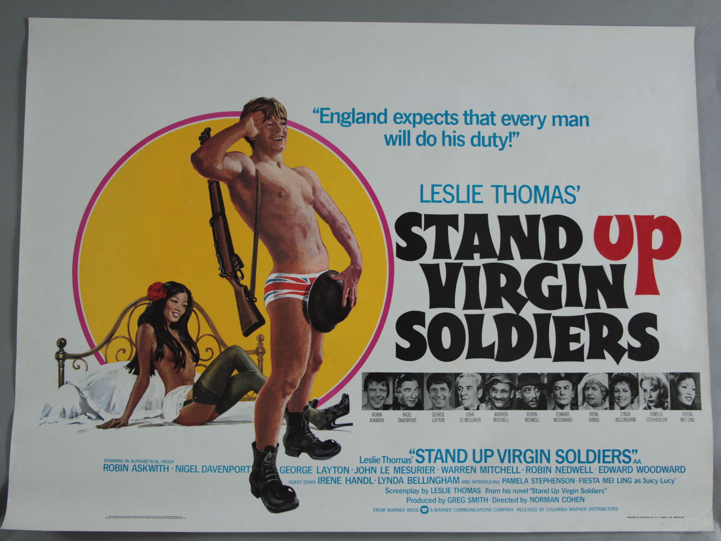 A collection of 23 rolled British Quad film posters including "Stand Up Virgin Soldiers" starring