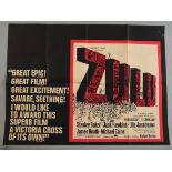Zulu British Quad film poster 1970s RR starring Stanley Baker & Michael Caine (folded, 2.