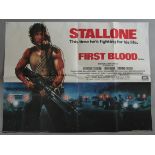 "First Blood" 1982 Original British Quad film poster starring Sylvester Stallone as Rambo,