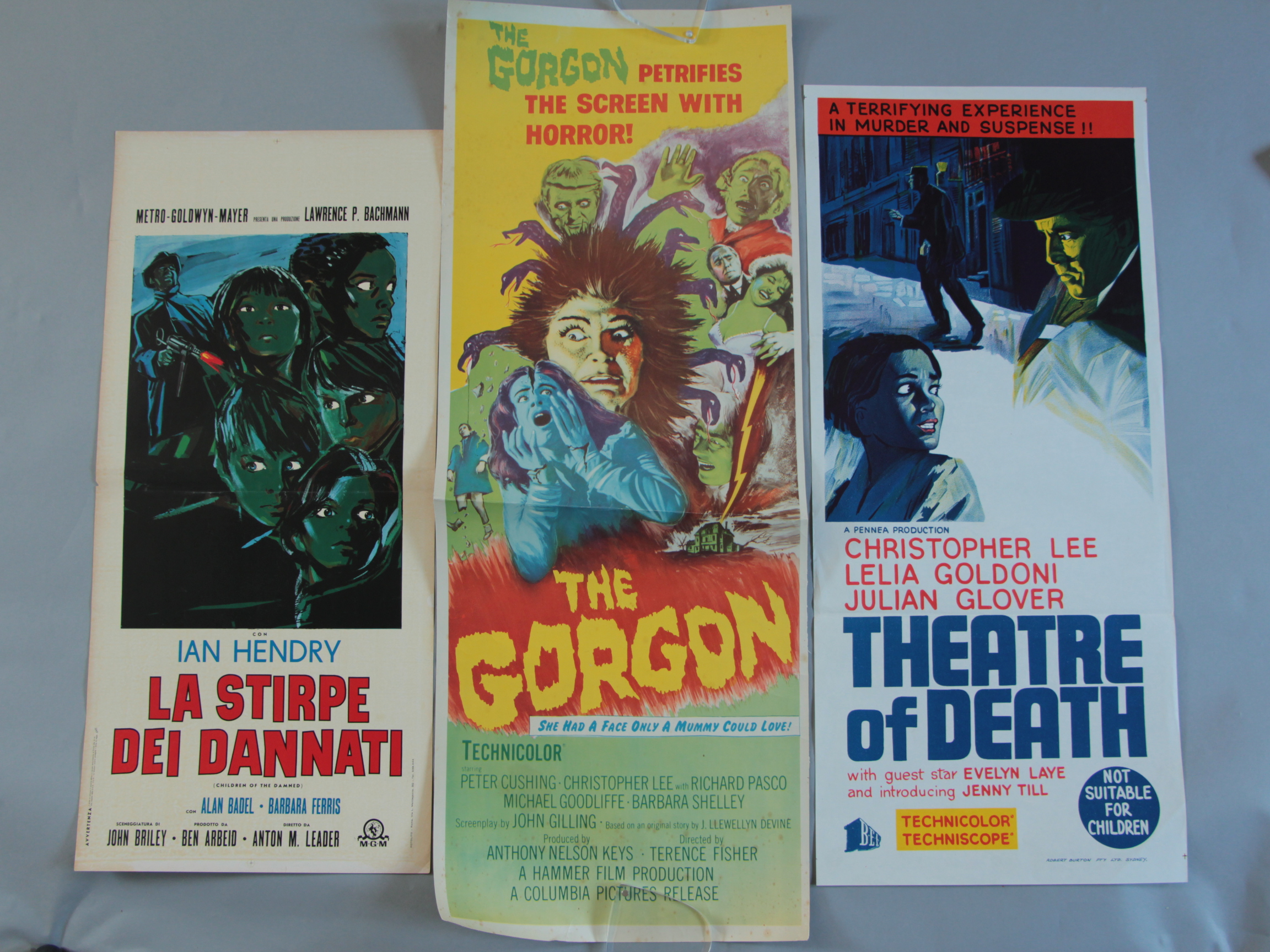 Ten horror genre foreign film posters including The Gorgon US insert,