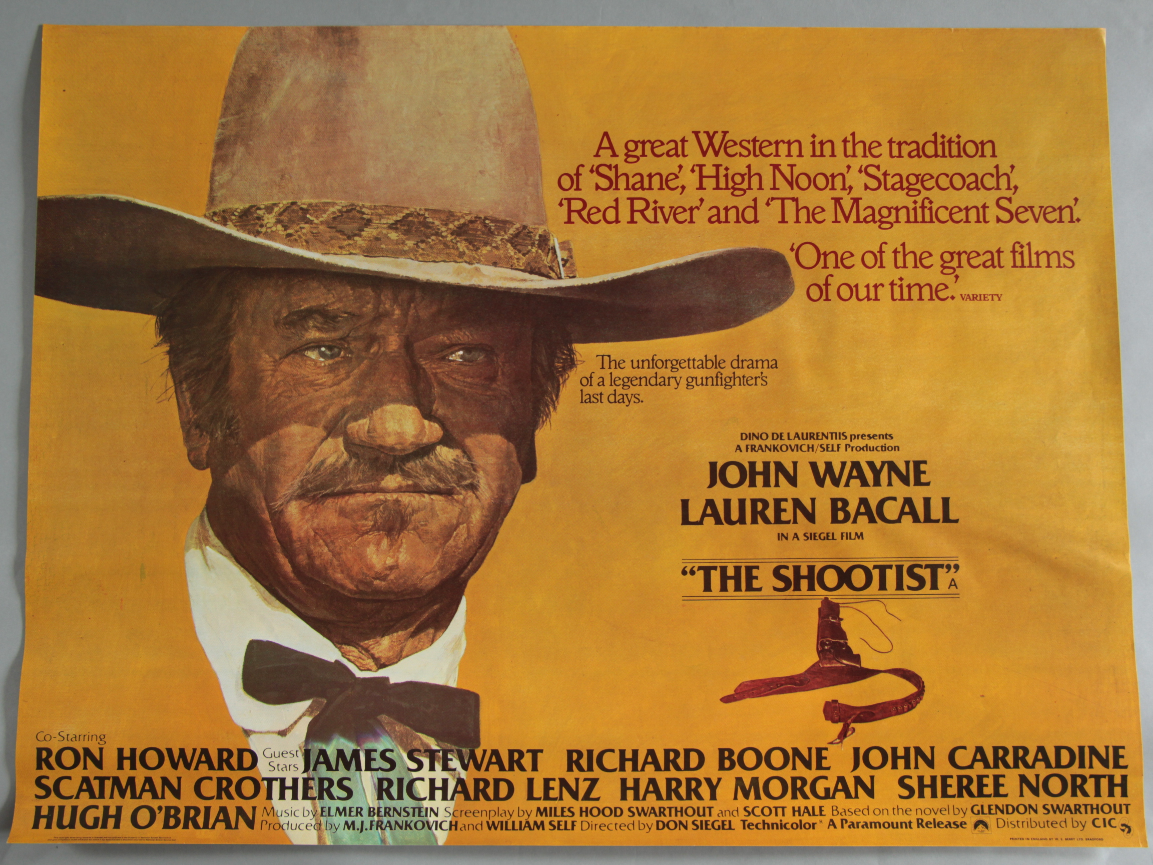 THE SHOOTIST 1976 first release rolled condition great Western British Quad film poster starring