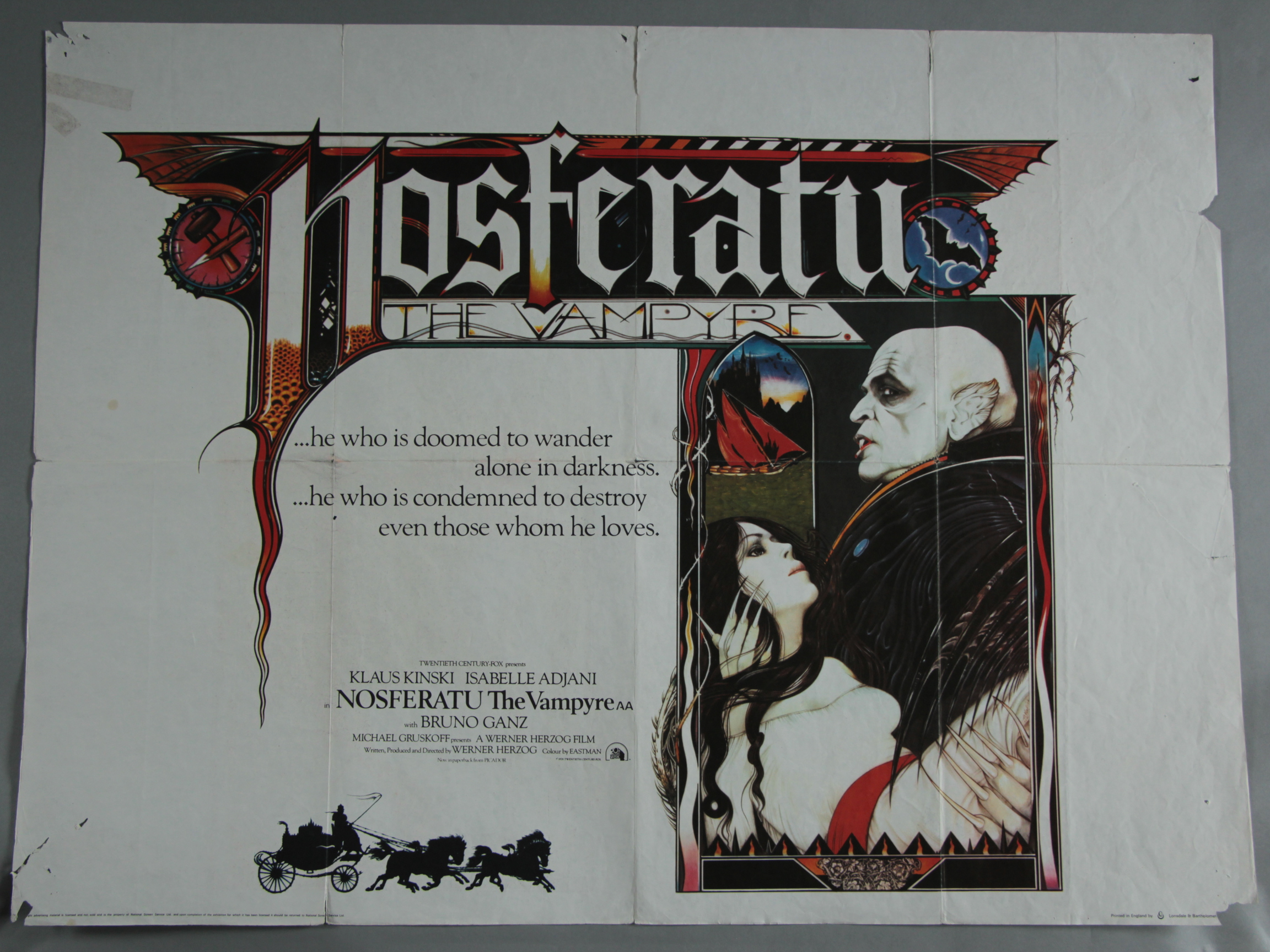 15 Horror genre British Quad film posters including Nosferatu st Klaus Kinski,