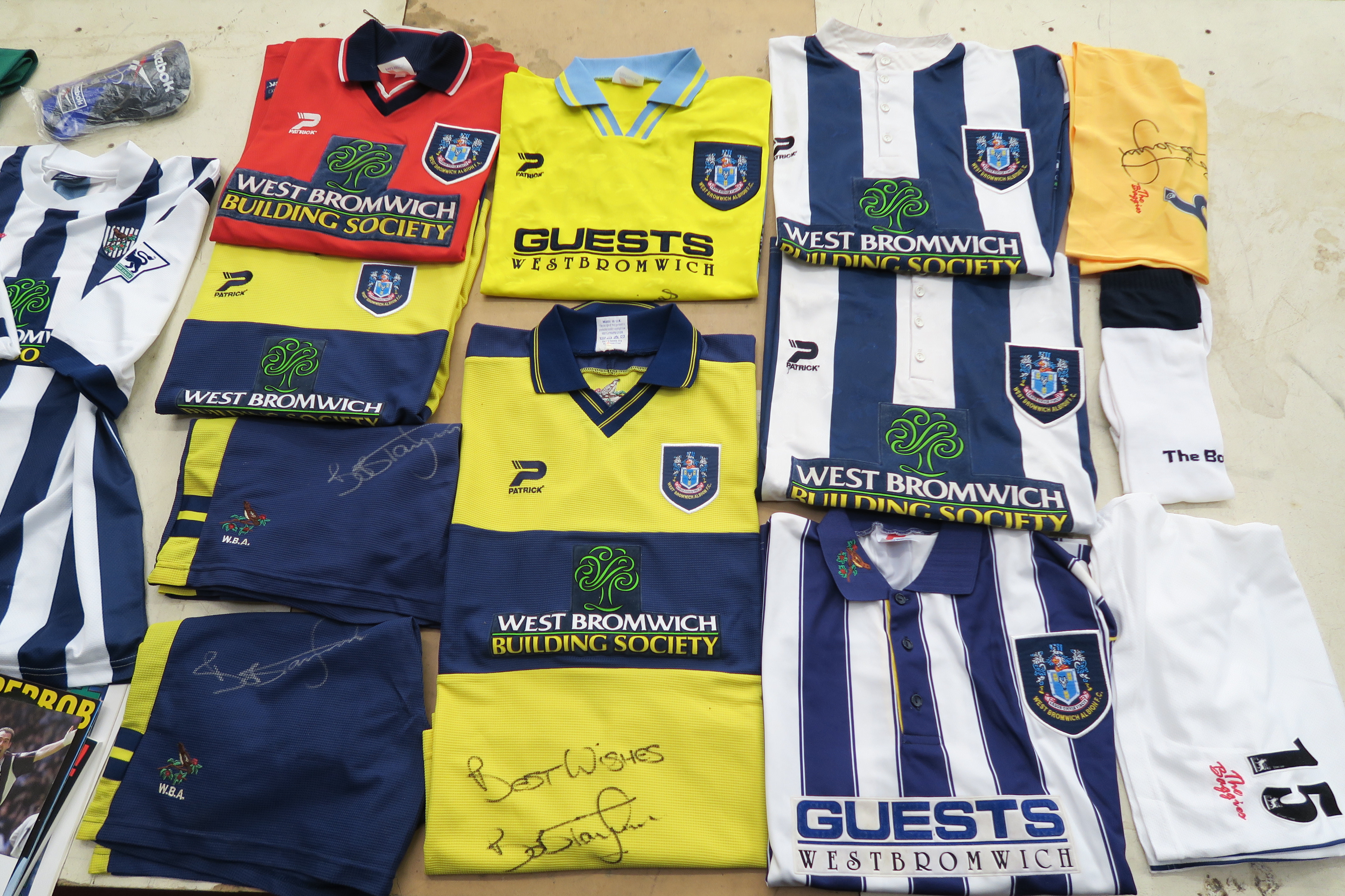 West Bromwich Albion football club large collection of signed match day shirts including "Super"