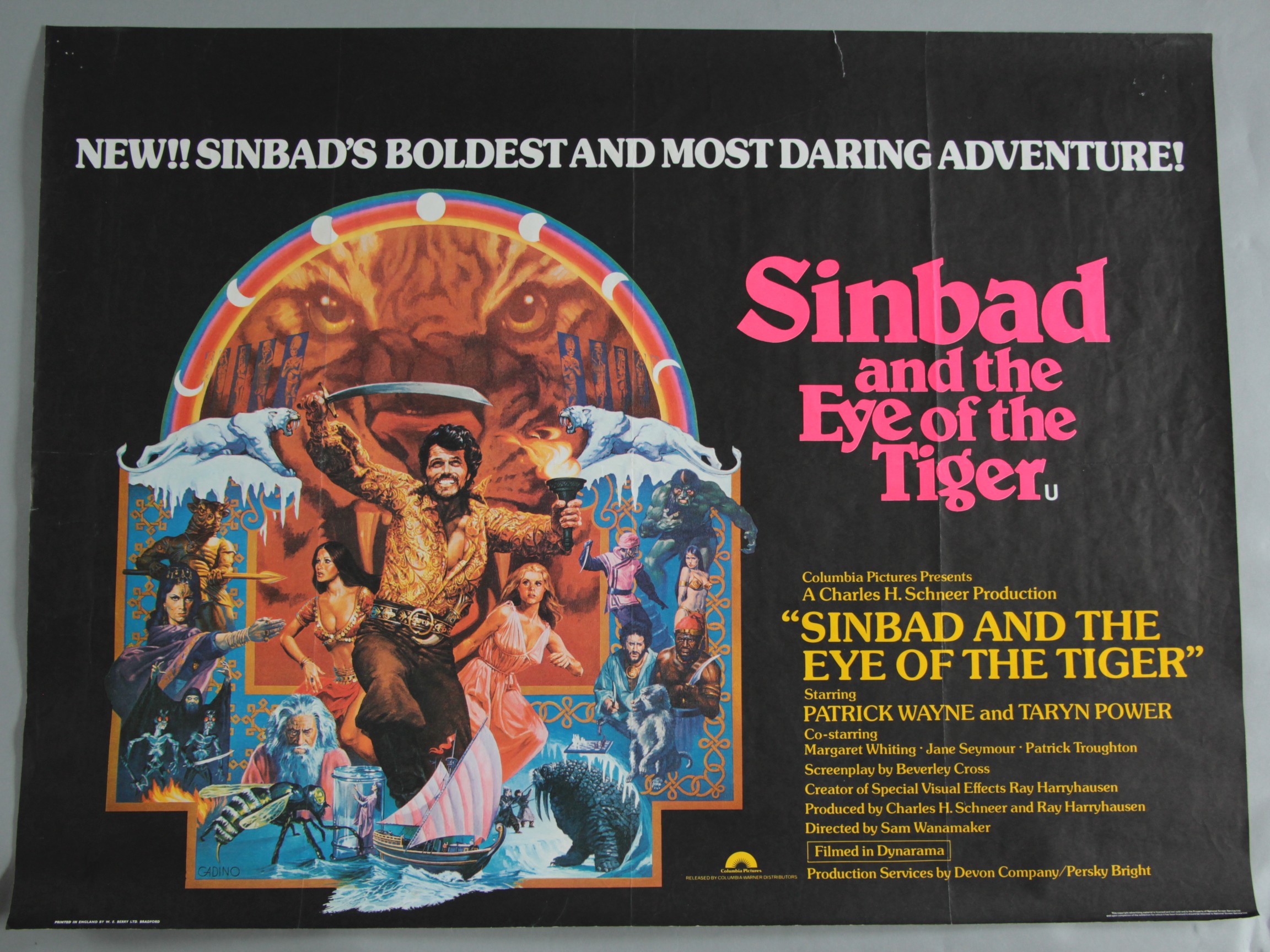 A collection of 13 previously folded now rolled British Quad film posters including "Sinbad and the