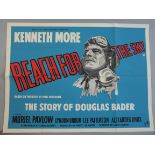 "Reach for the Sky" British Quad film poster RR starring Kenneth More as WWII pilot Douglas Bader,