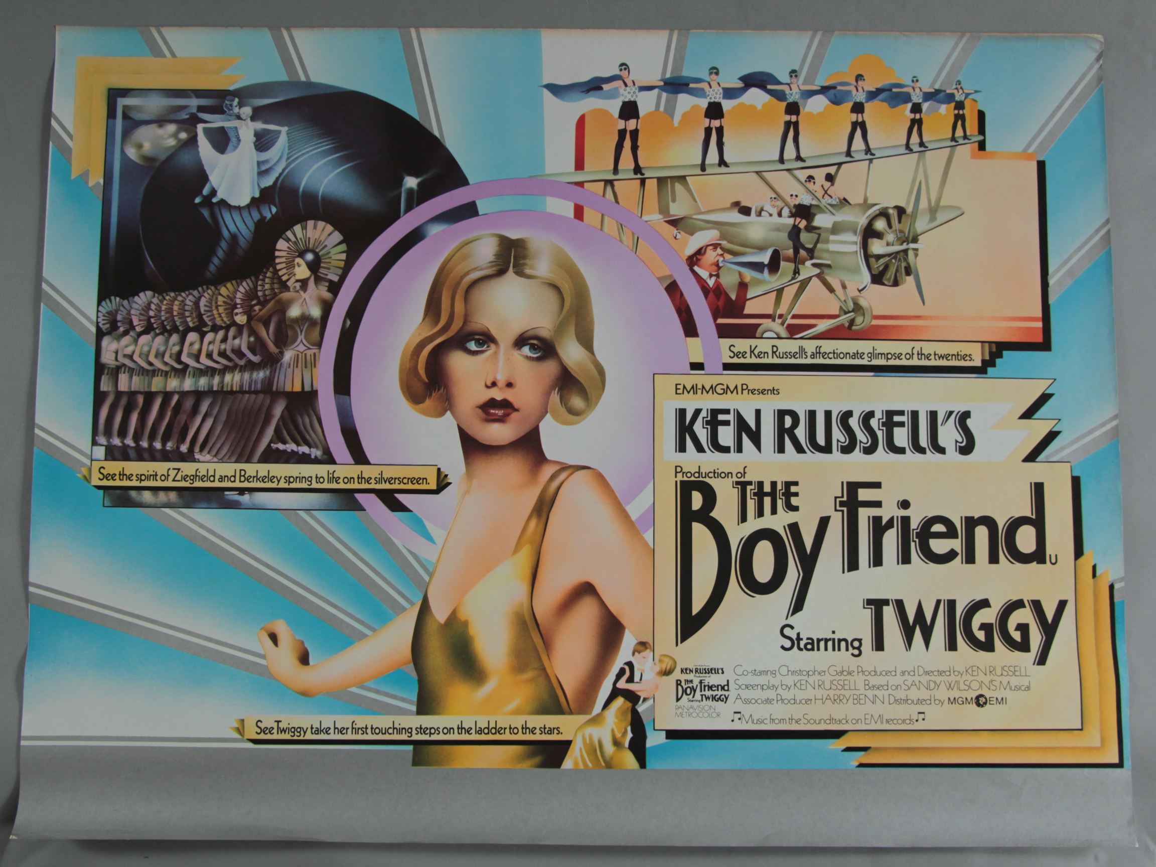 THE BOY FRIEND 1971 first release rolled British Quad film poster with Art Nouveau style artwork