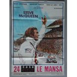 Steve McQueen in "Le Mans" original 1971 Yugoslavian film poster with full colour art by Tom Jung