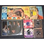 A collection of vinyl Lps and singles including The Rolling Stones first album Decca unboxed LK