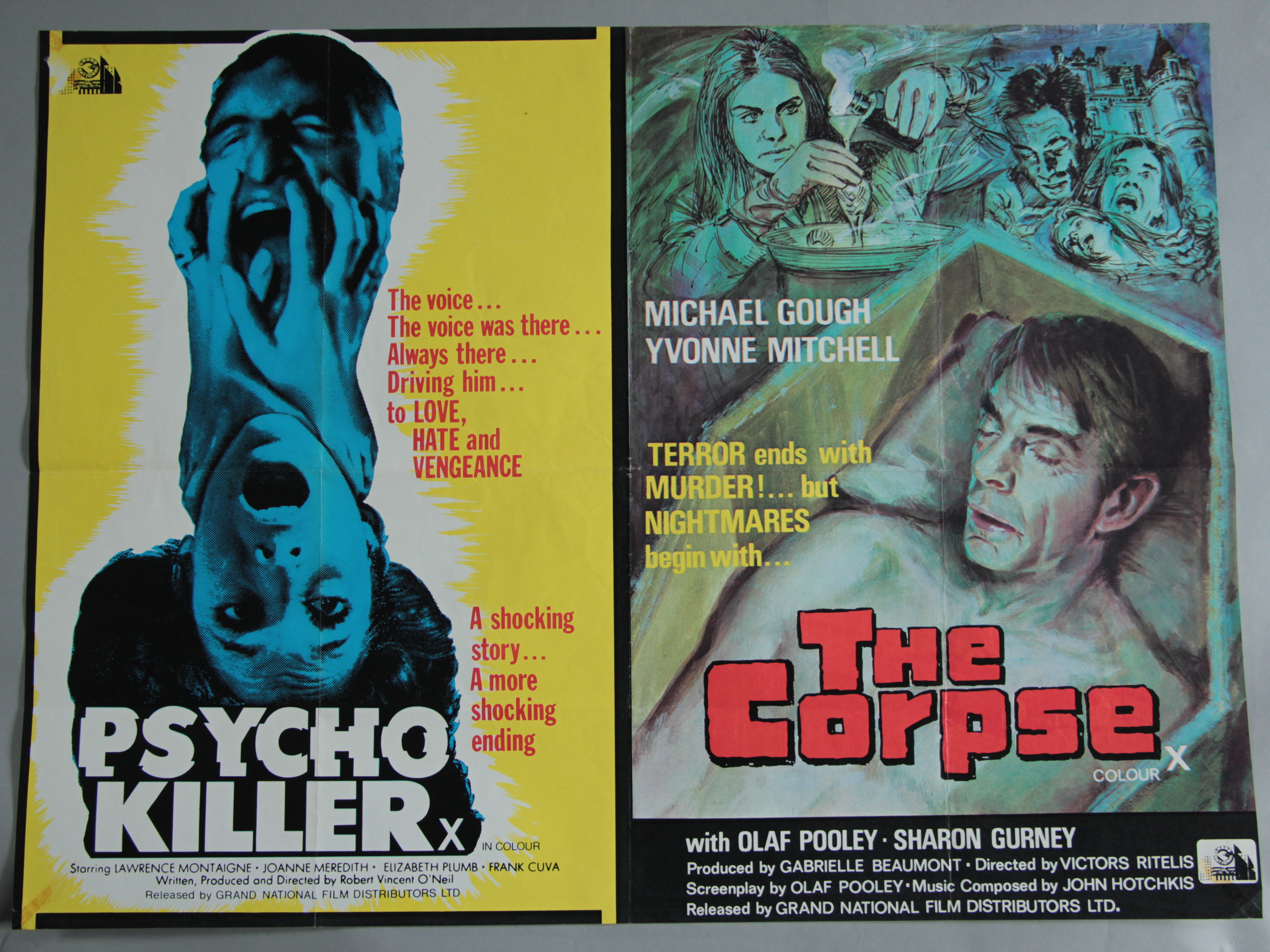 16 Horror genre British Quad film posters including Psycho Killer / The Corpse X cert d/b,