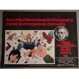 Collection of British Quad film posters including Slap Shot (Paul Newman), Raising Arizona,