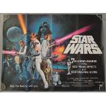 Star Wars 1977 Style C British Quad film poster with artwork by the British artist Tom Chantrell.