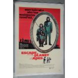 "Escape from the Planet of the Apes" linen backed US one-sheet film poster from 1971 plus Cape Fear