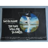 David Bowie in "The Man Who Fell To Earth" folded British Quad film poster with art by Vic Fair and