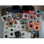 2 7" single cases inc a selection of singles inc Amen Corner, Crickets, Chi-Lites, Petshop Boys,