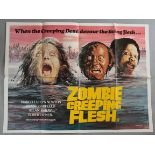 "Zombie Creeping Flesh" Original British Quad film poster from Miracle Films, X certificate,