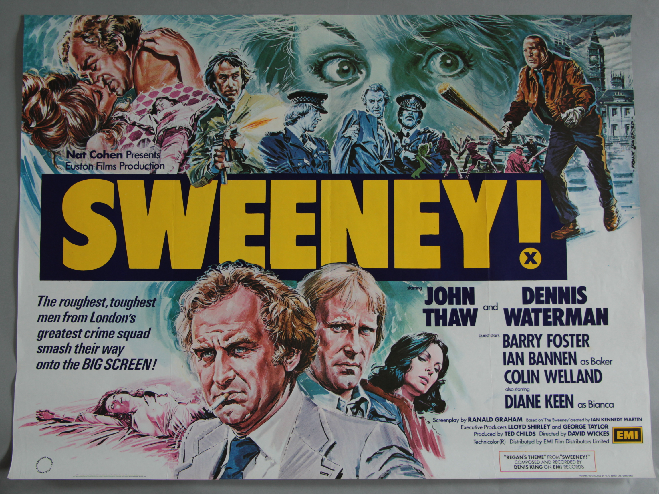 SWEENEY 1975 X Certificate tri-folded first release British Quad film poster with art by Frank