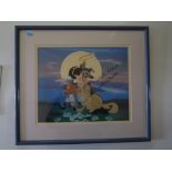 Don Bluth collection including signed framed animation cell 13 x 16 inch from "All Dogs Go to