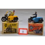 Two boxed Morestone diecast Motorcycle models, RAC Patrol and AA Scout Patrol, both with riders,