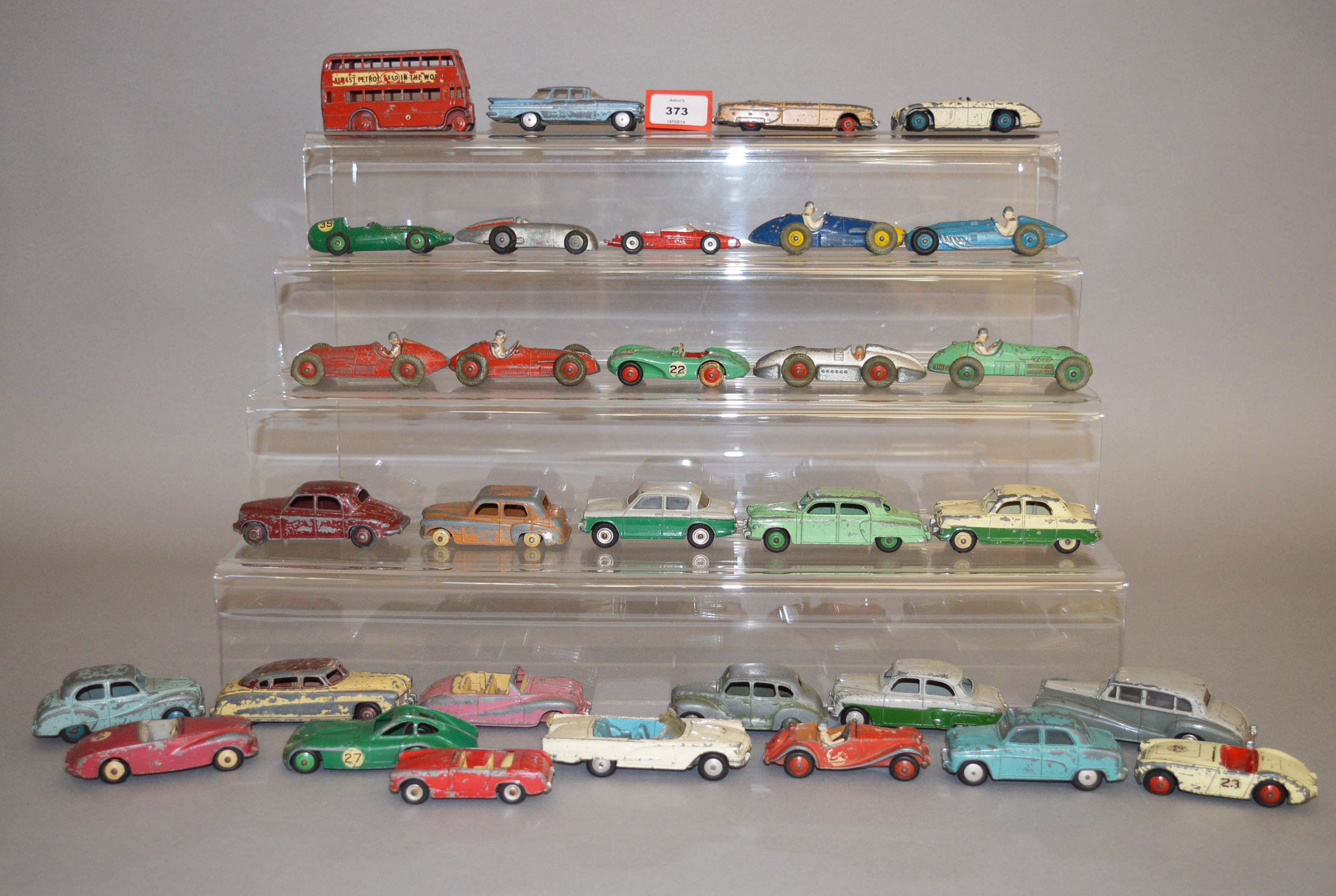 A quantity of playworn unboxed diecast model cars, mainly by Dinky and Corgi Toys,