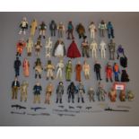 Quantity of Kenner Star Wars 3 3/4" action figures, some with weapons and accessories. F-VG.