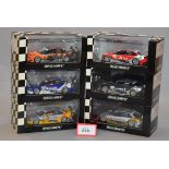 Minichamps. Six Audi A4 DTM diecast model cars in 1:43 scale.