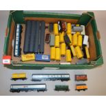 OO gauge. Quantity of items by Hornby Dublo, Triang, Wrenn, etc: seven coaches; 33 x rolling stock.