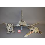 Quantity of unboxed Kenner Star Wars vehicles: Imperial Shuttle; Slave I; Twin-pod Cloud Car;