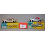 Two Corgi Toys: 304S Mercedes-Benz 300SL Hardtop Roadster with chrome plated finish, red hood,