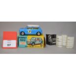 Corgi 227 Morris Mini-Cooper Competition Model in blue with white roof, lemon interior,