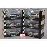 Minichamps. Six Audi A4 DTM diecast model cars in 1:43 scale.