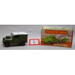 A boxed Benbros Qualitoy A107 Army Land Rover in an illustrated box for the A101 Jeep/Field Gun set.