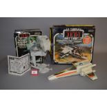 Three Palitoy Star Wars vehicles: Scout Walker with instructions, G in F box; X-wing Fighter,