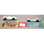 Two boxed Crescent Toys diecast model racing cars in 1:43 scale including 1284 Mercedes Benz and