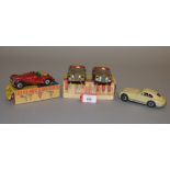 Four Minimodels Scalex/Startex clockwork cars: Sunbeam Alpine in light metallic brown,