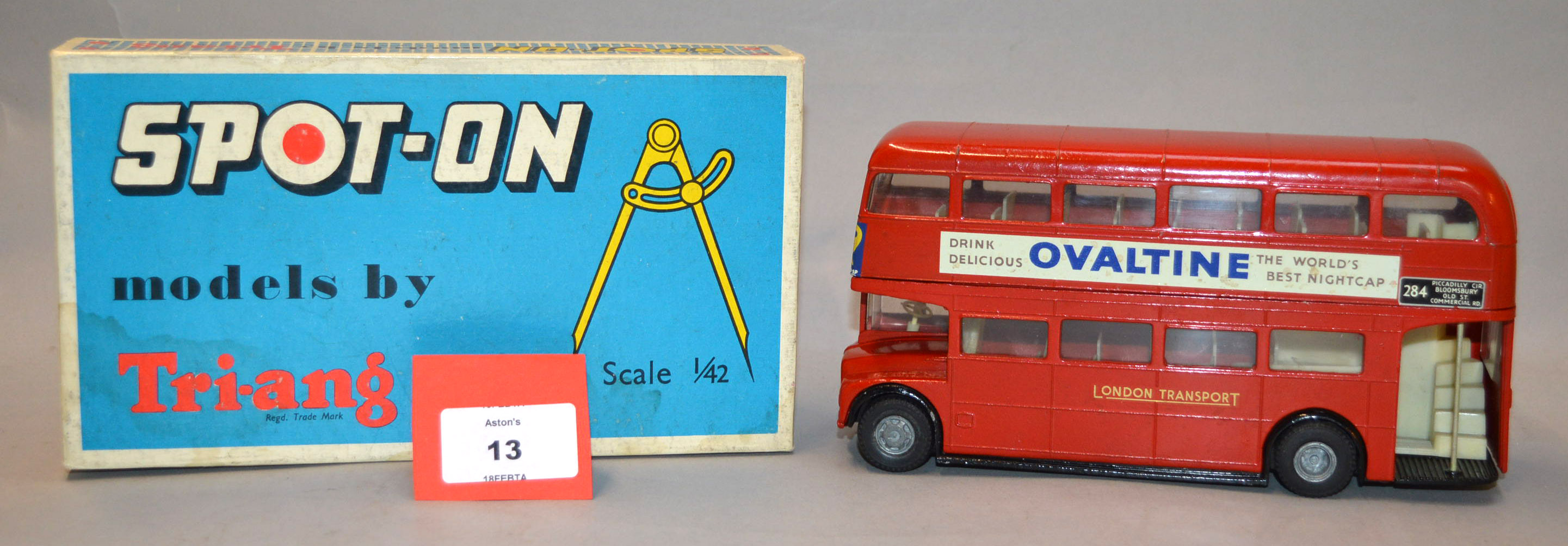 A boxed Tri-ang Spot-On 145 London Transport Routemaster Bus diecast model in 1:42 scale.