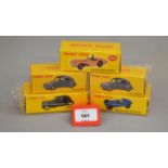 Thirteen boxed Atlas Dinky Toys diecast model cars including 24N Citroen Traction 11BL,