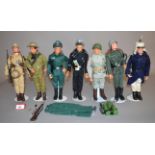 Seven Palitoy Action Man figures,