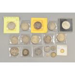 A quantity of coins to include a gold 1853 $1 dollar,
