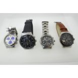 Four quartz SWATCH gents wristwatches,