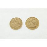 Two half sovereigns dated 1914 & 1915