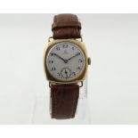 OMEGA - A 1920's 9ct OMEGA gents wristwatch, H/M Birmingham 1928,