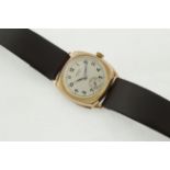 A 1940's 9ct J W BENSON gents wristwatch, H/M London 1949, working manual-wind 15 jewel movement,