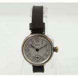 ROLEX - A First World War silver cased ROLEX gents wristwatch, H/M Birmingham 1914,