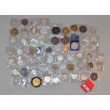 A boxed quantity of silver bronze & white metal medallions & coins, including 1902, 1911,