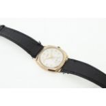 A 9ct ACCURIST gents wristwatch, manual-wind 21 jewel movement, on a black leather strap,