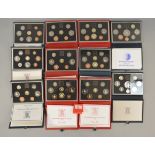 Nine various Royal Mint proof coin sets 1983 to 1987 (de luxe cases),