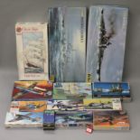 Eight boxed model aircraft kits by Hasegawa, Italeri,