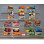 Fourteen boxed Matchbox 1-75 series 'Superfast' diecast models including 33e, 34b, 36c, 36d,