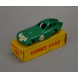 Dinky Toys 163 Bristol 450 Coupe with green body and green hubs, racing number 27.